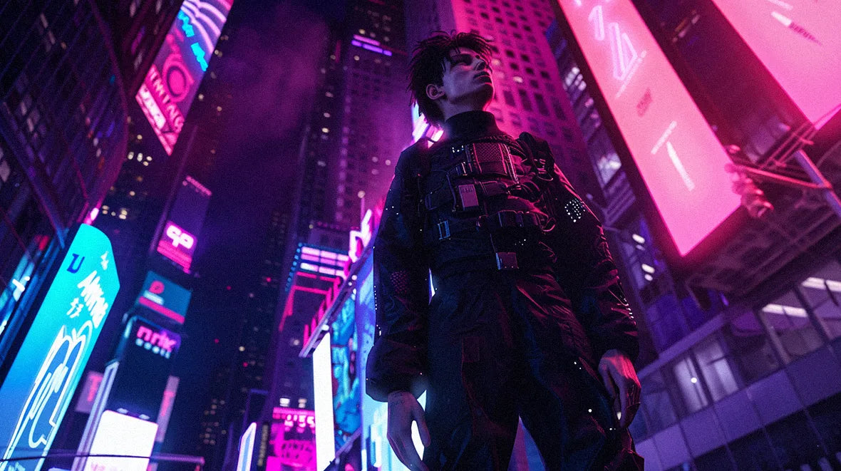 man wearing cyberpunk outfit