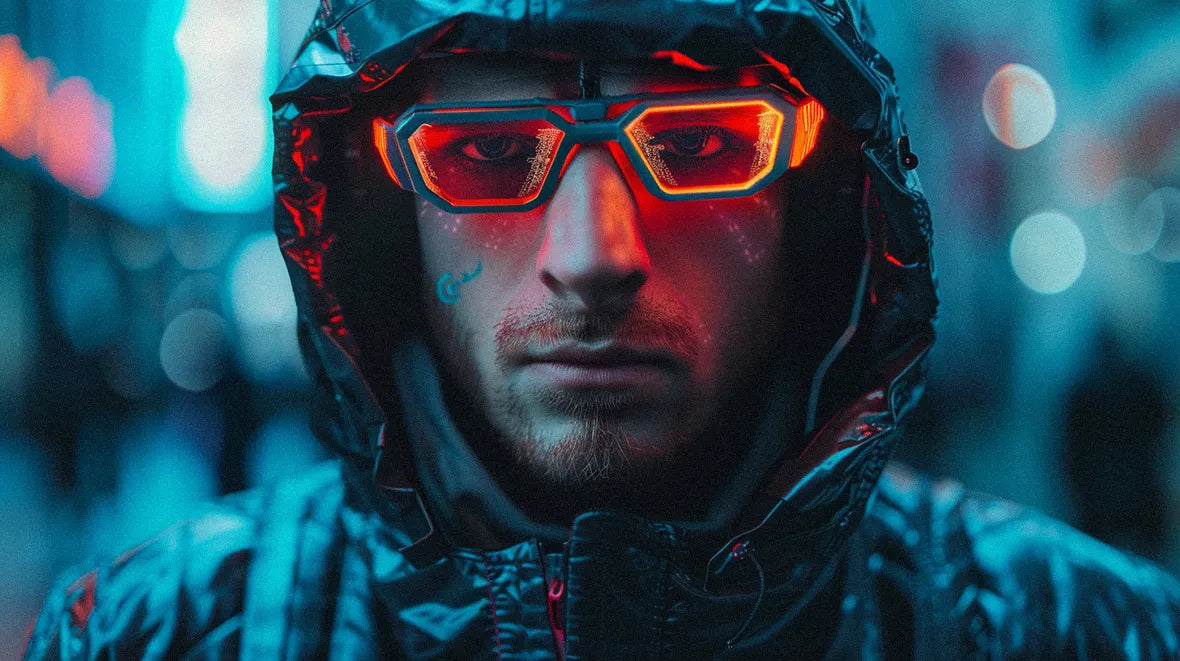 man wearing cyberpunk eyewear