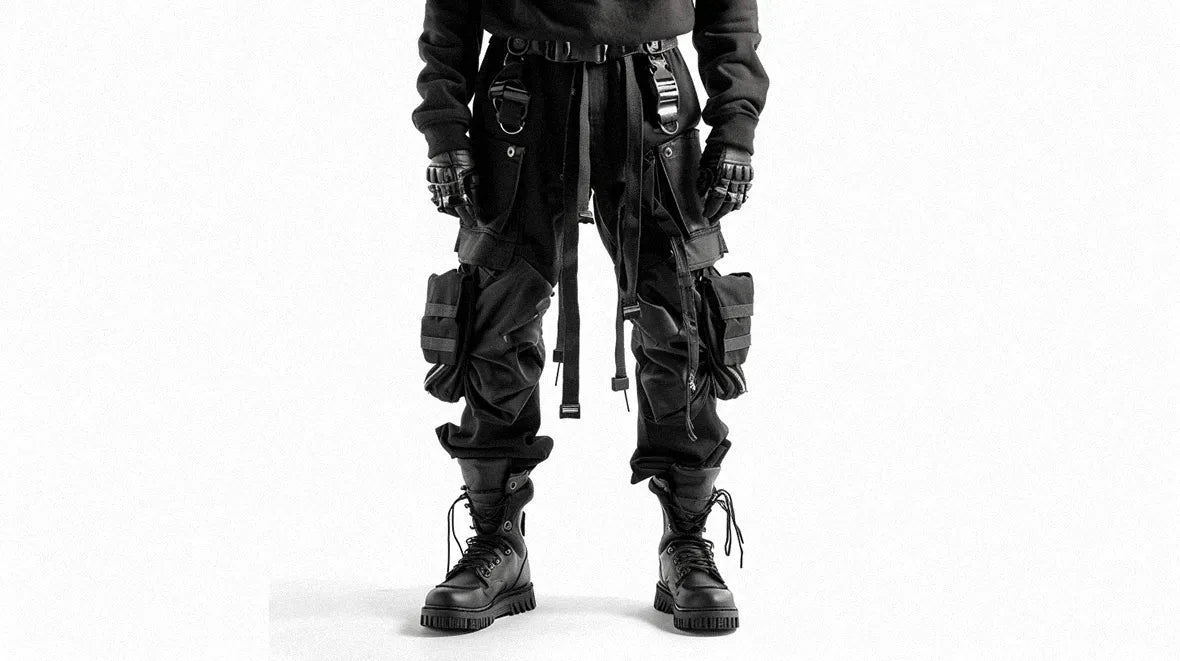 a black cargo cyberpunk pants