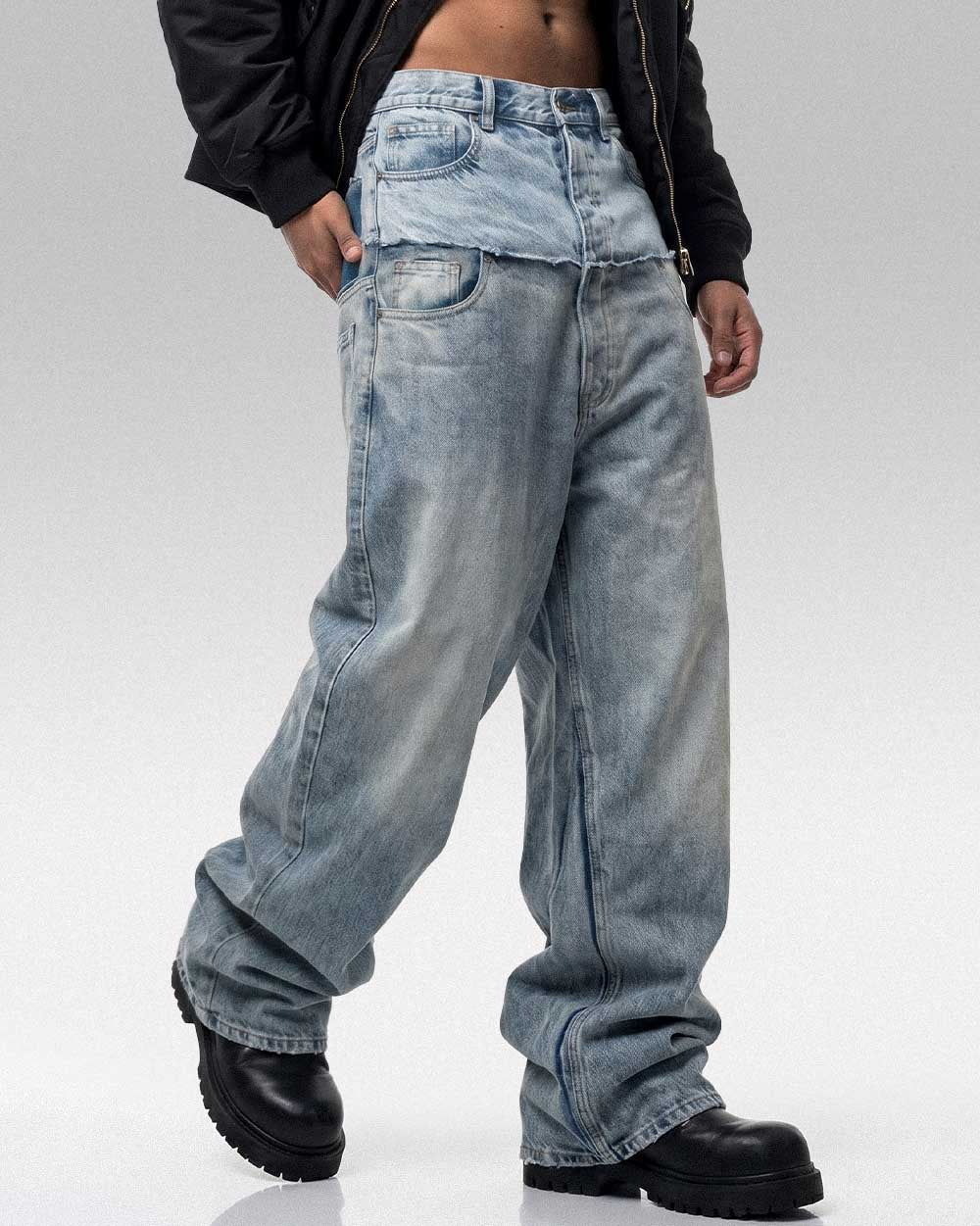 Double Layer Jeans ’Kushikino’ - Blue / M