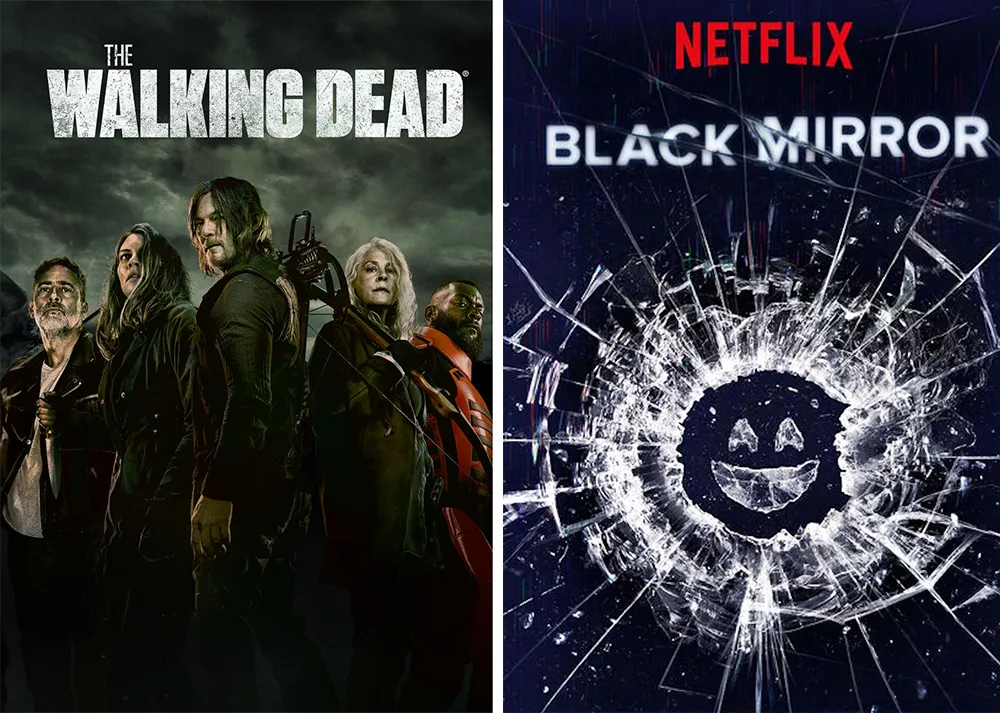 walking dead and black mirror posters