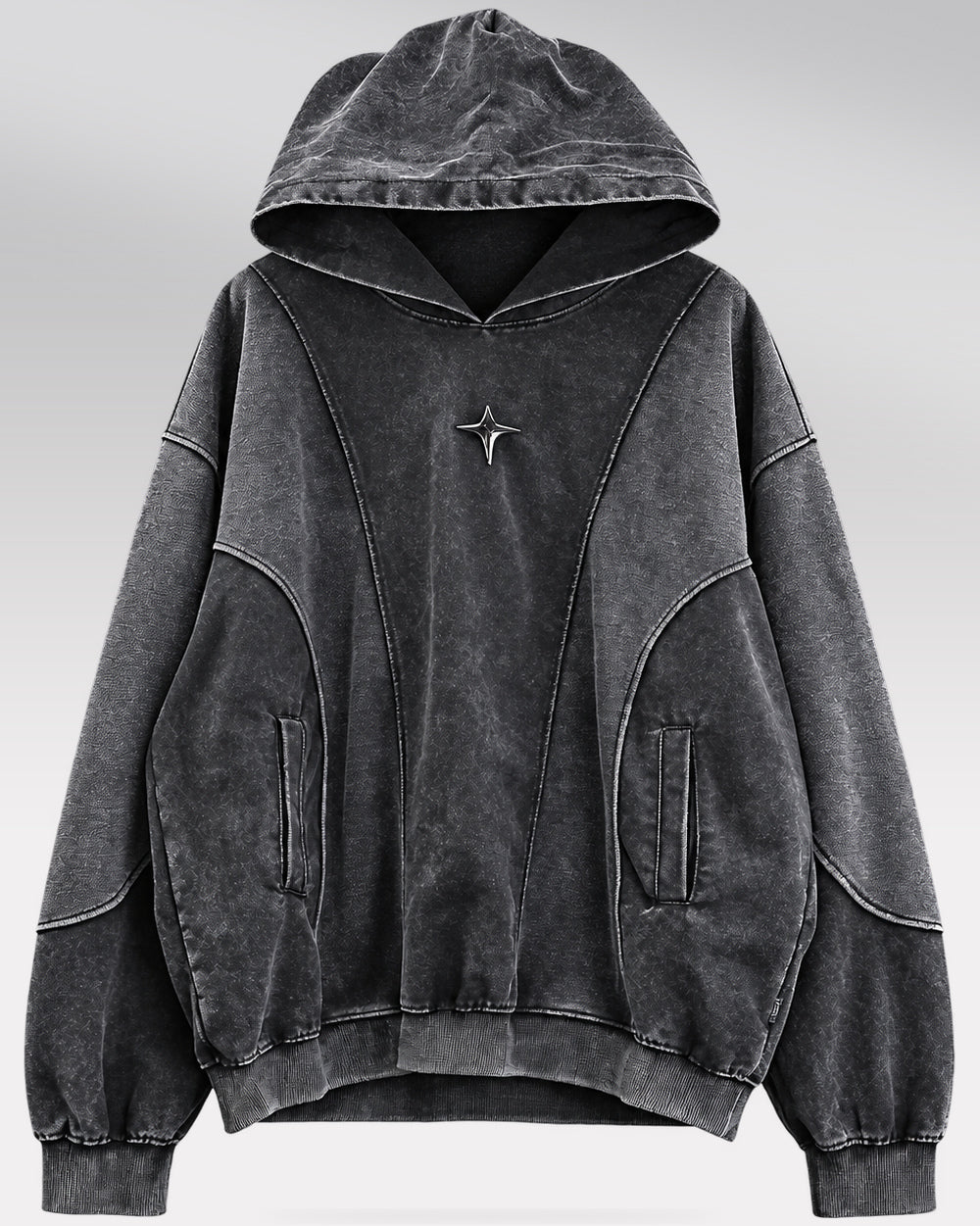 Faded Black Hoodie "Yoruichi", Black, entire hoodie front view