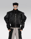 Faux leather jacket with shoulder pads ’Mihama’