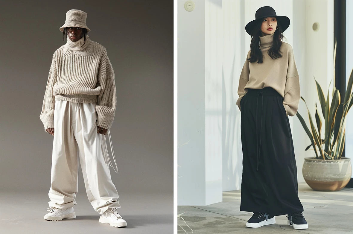 a black man and a woman with hats and hakama pants