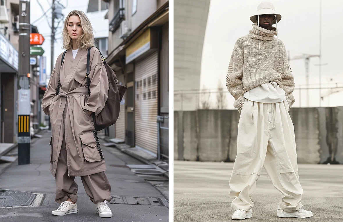 a blonde woman and a black man in hakama