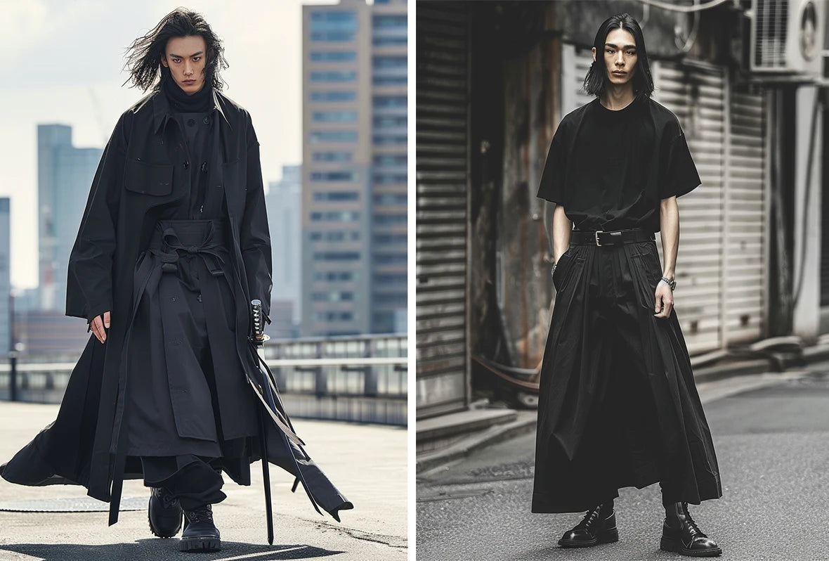 2 persons in men's hakama pants