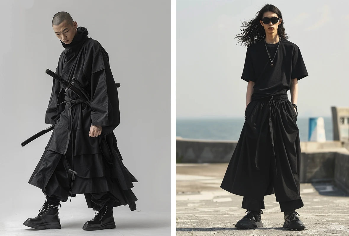 2 asian men wearing hakama pants