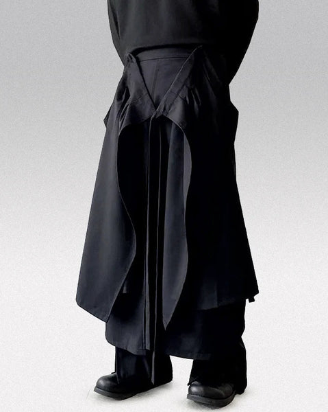two tuck belt hakama wide slacks ブラック系 M two tuck belt 'hakama' wide slacks / ツータックベルト“ハカマ