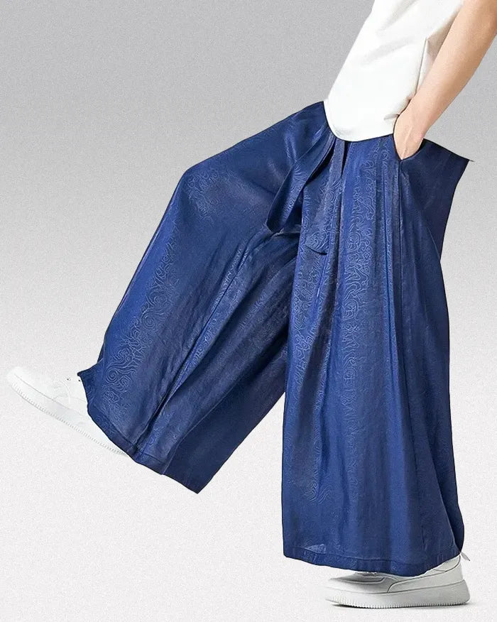 Hakama style pants men ’Mabara’ - M / Navy Blue