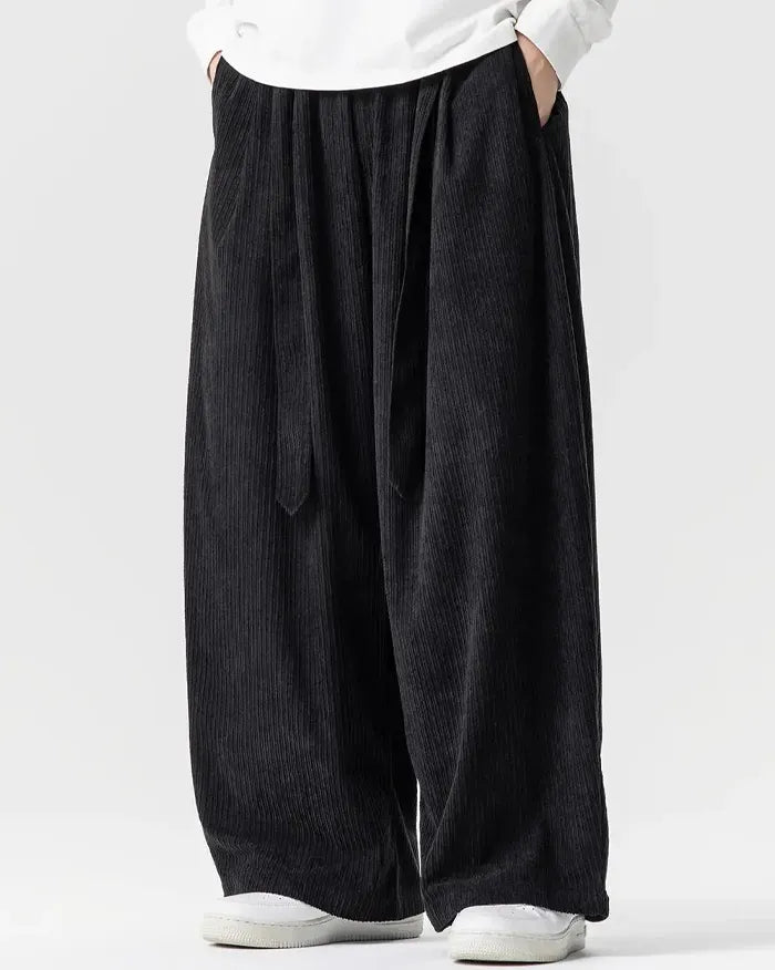 Japanese corduroy pants ’Kurume’ - M / Black