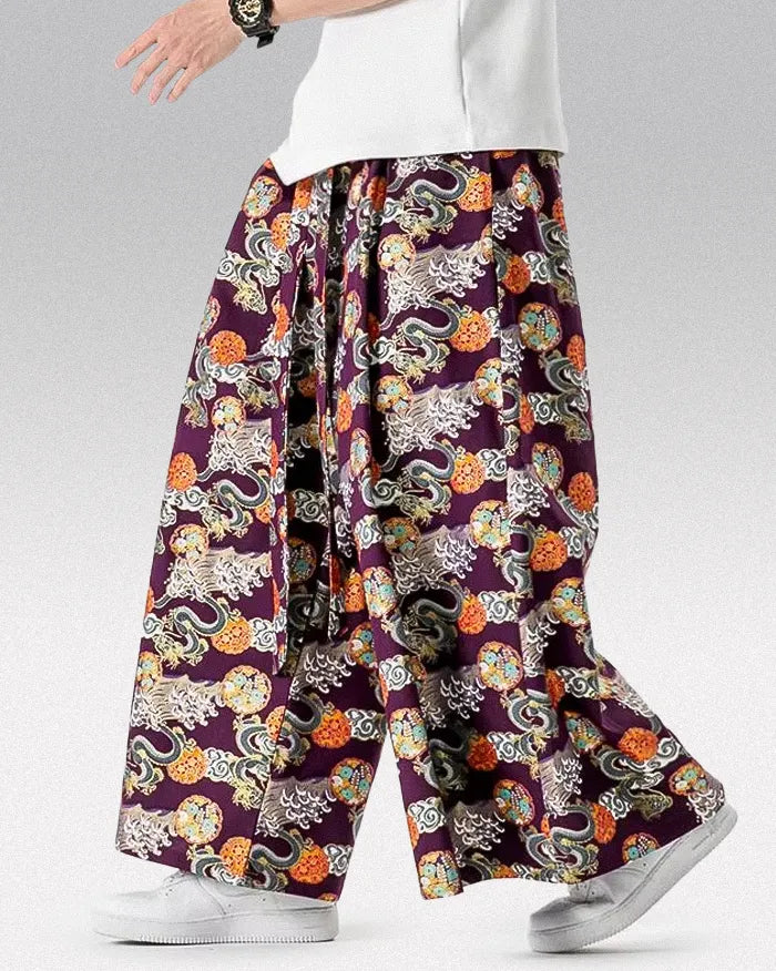 Japanese Wave Wide Leg Square Pants