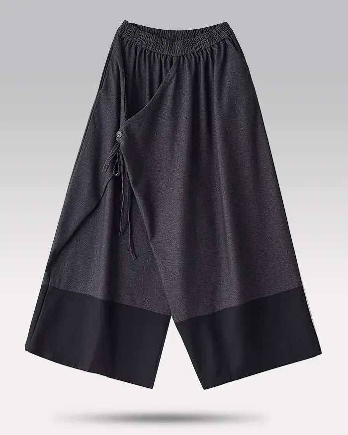 Japanese wide leg pants women ’Suyama’ - dark gray
