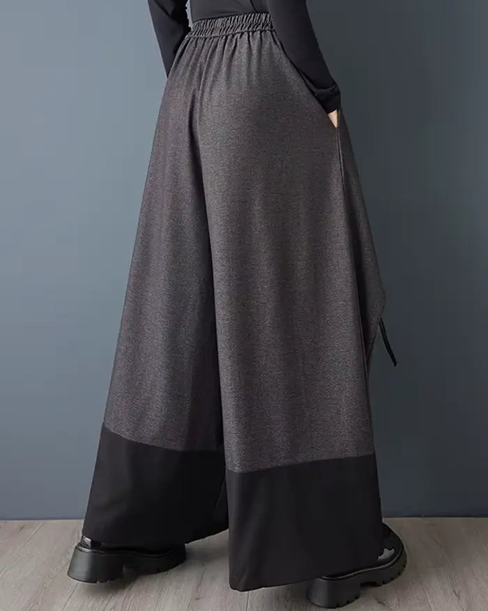 Japanese wide leg pants women ’Suyama’ - dark gray