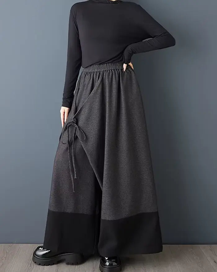 Japanese wide leg pants women ’Suyama’ - dark gray