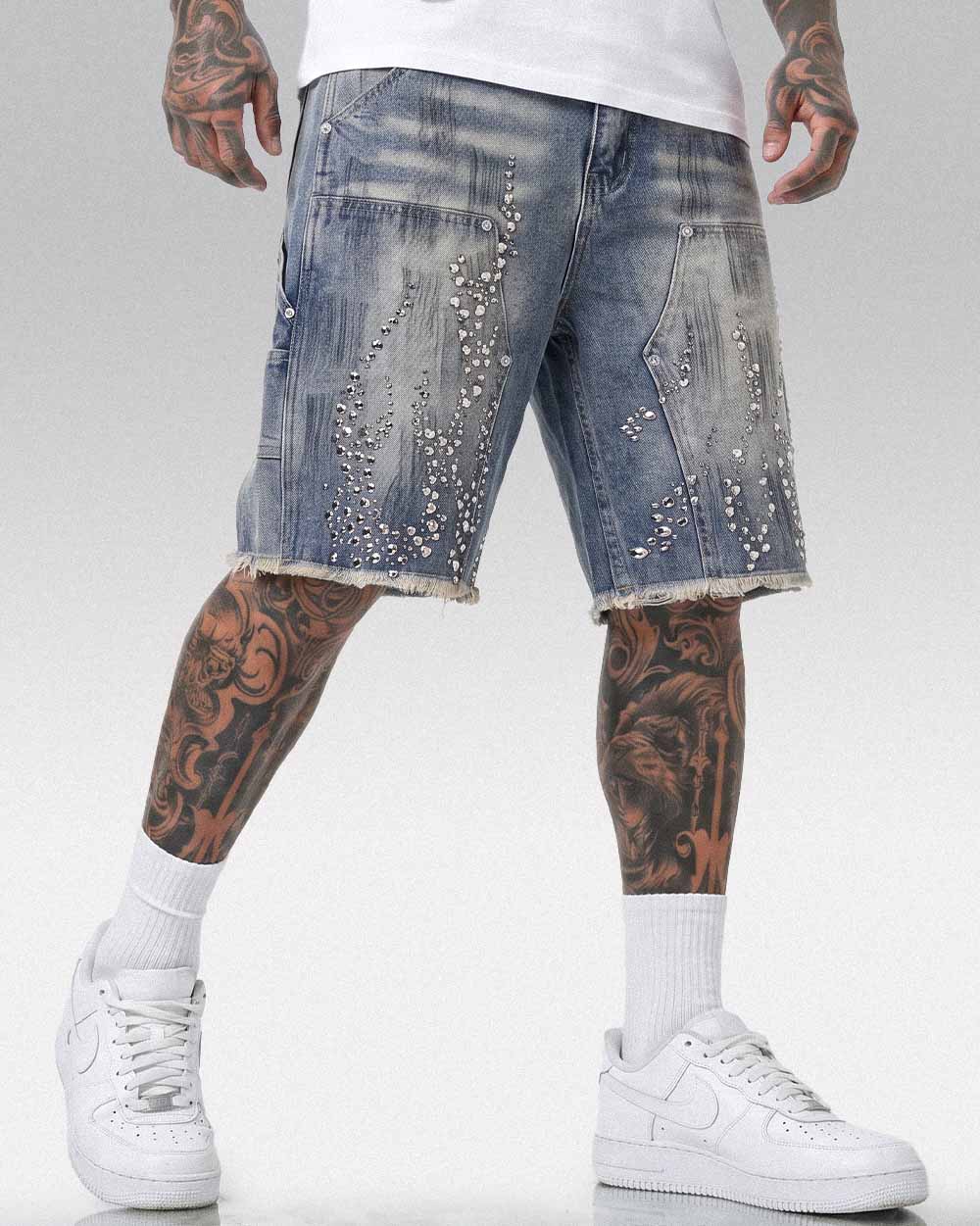 Jorts with rhinestones ’Drexil’ - Blue / S