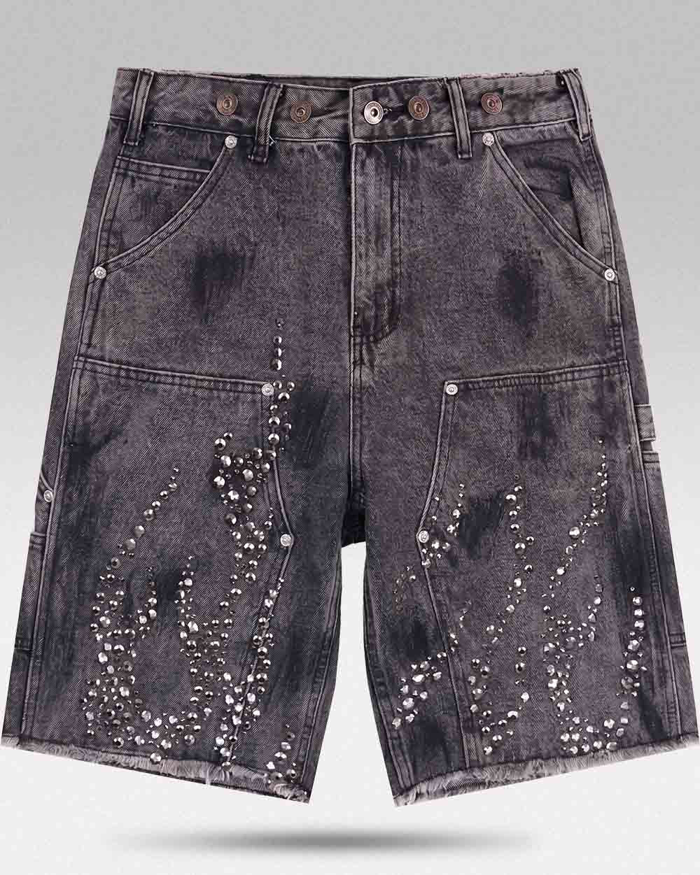 Jorts with rhinestones ’Drexil’ - Gray / S