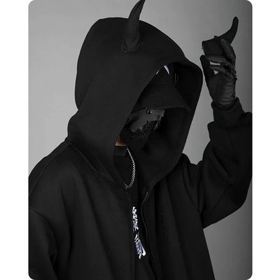 Devil hoodie with horns and tail sale