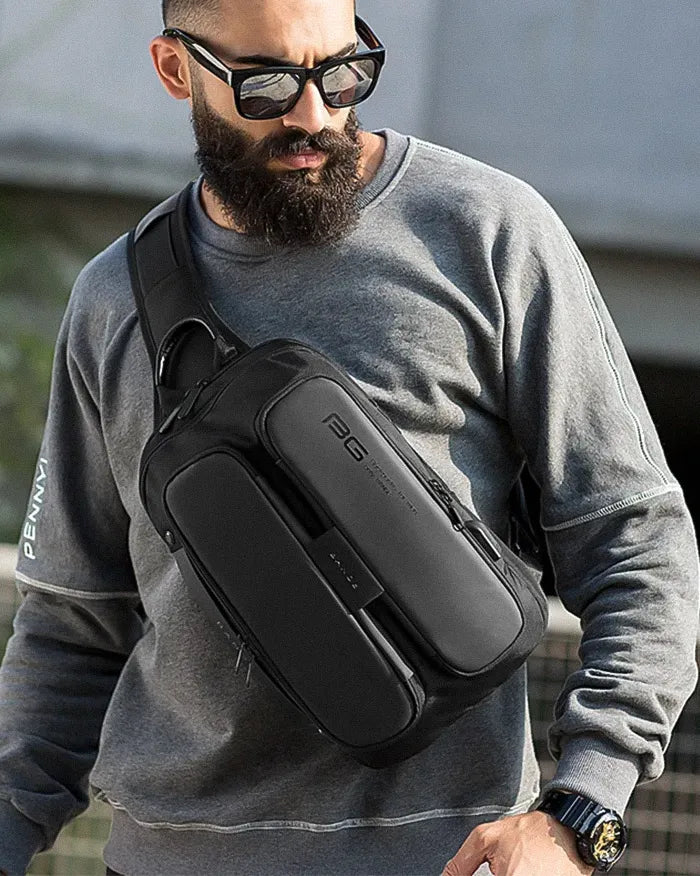 man wearing the Large crossbody bag "Keoka"