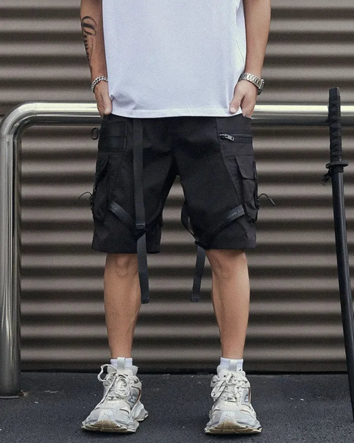 Mens black cargo shorts ’Misawa’ - TECHWEAR STORM™