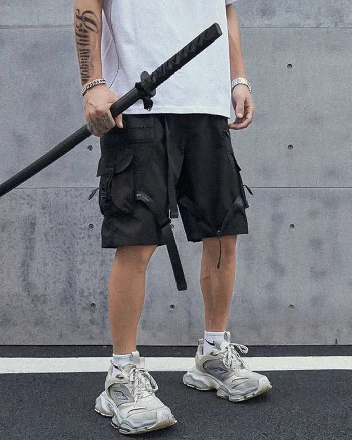 Mens black cargo shorts ’Misawa’ - TECHWEAR STORM™