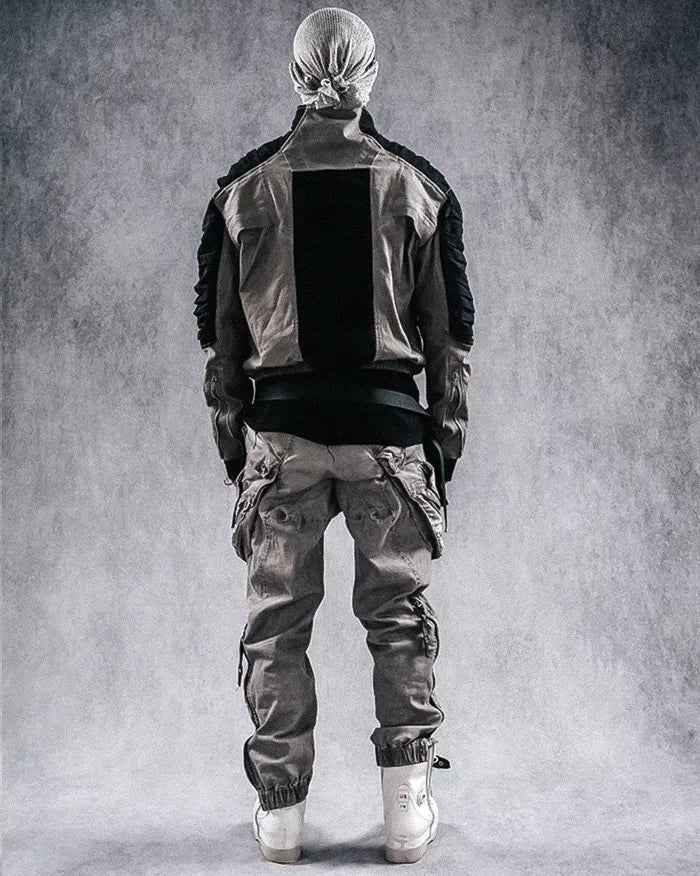 man wearing the Men's cyberpunk jacket "Hakota"