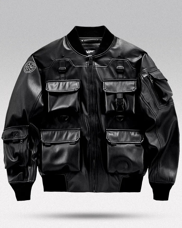 Men’s faux leather bomber jacket ’Tsuji’ - TECHWEAR STORM™