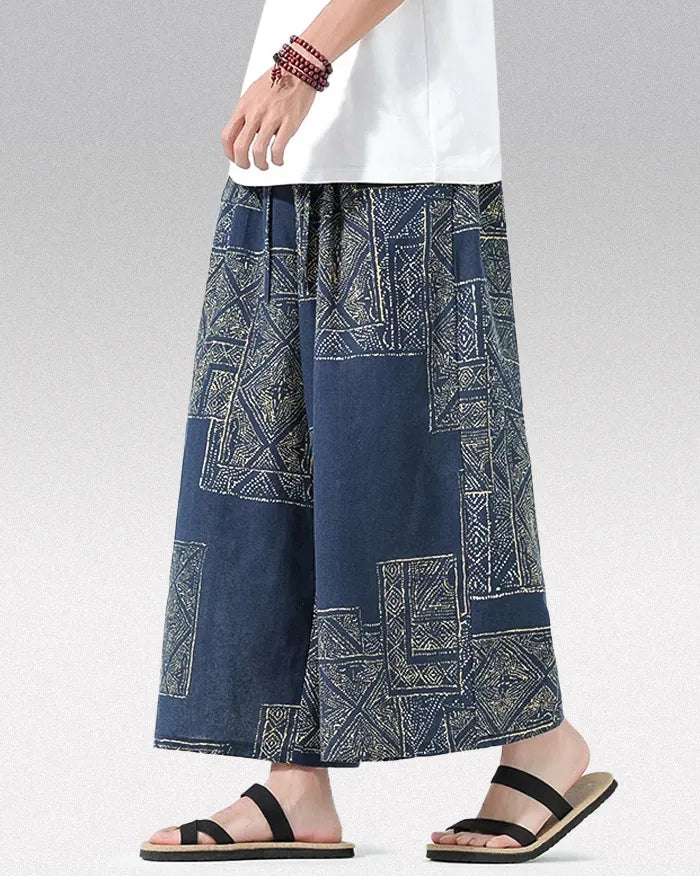 Men’s japanese style pants ’Tsubame’ - M / Blue
