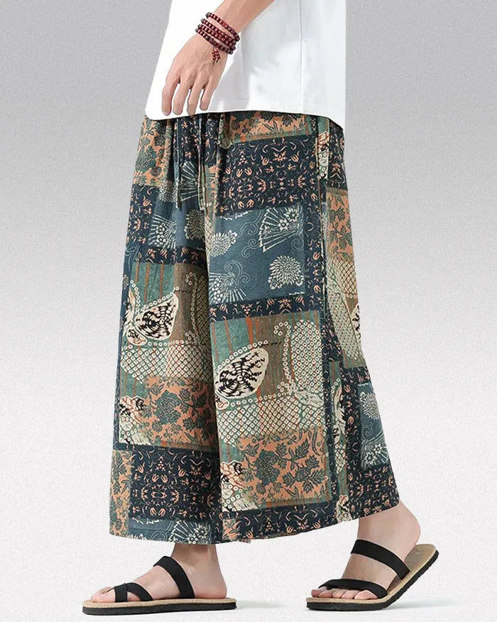 Men’s japanese style pants ’Tsubame’ - M / Brown