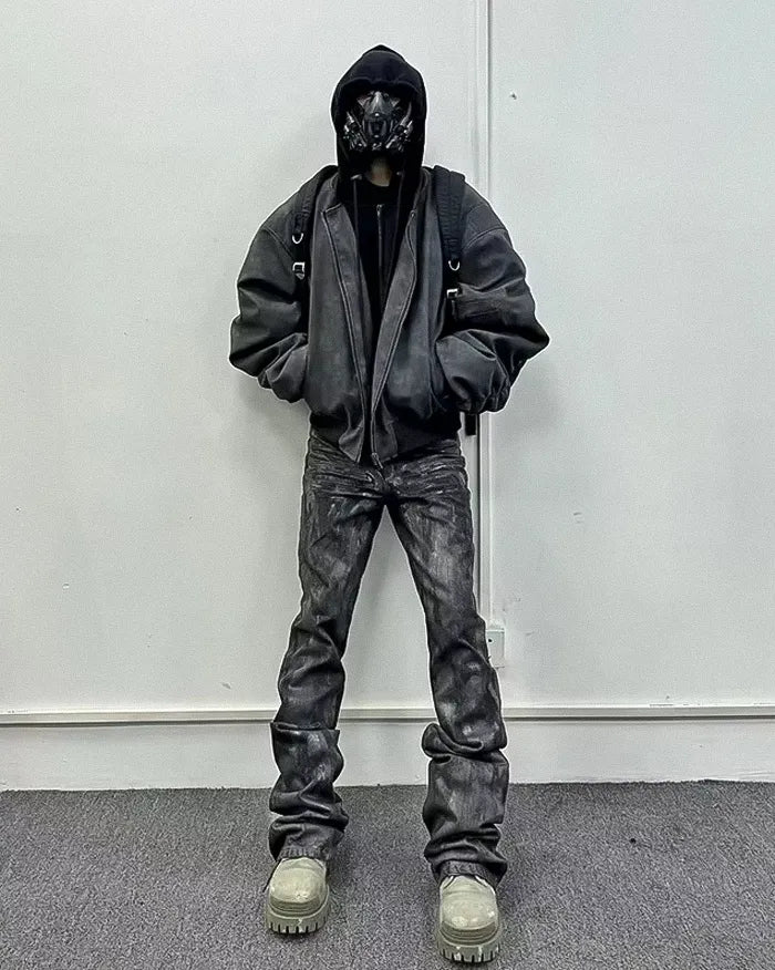 Oversize vintage leather jacket ’Yakato’ - TECHWEAR STORM™