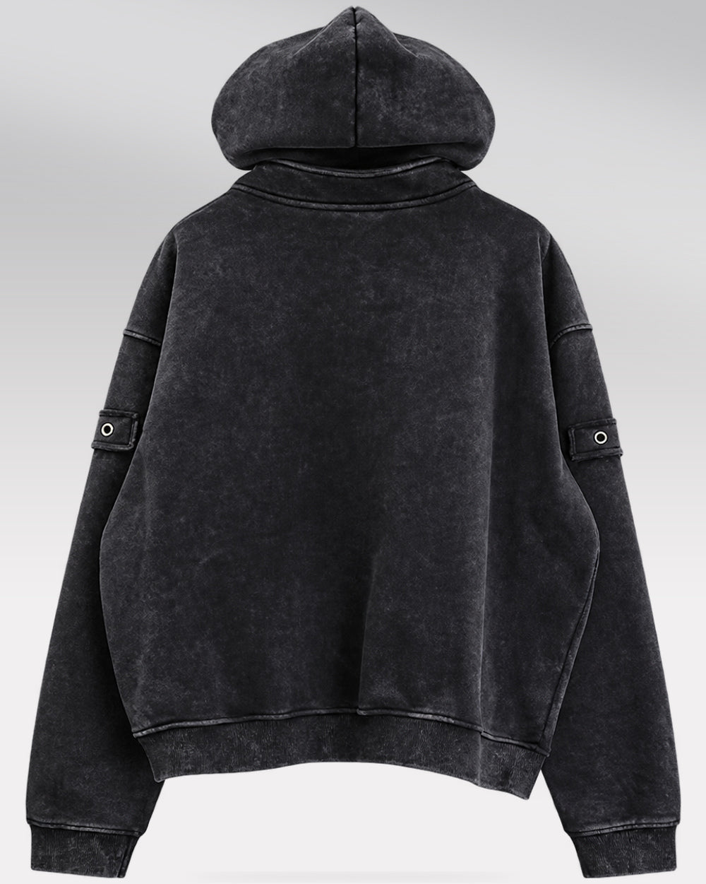 Oversized zip up hoodie "Atomi", Black, entire hoodie rear view