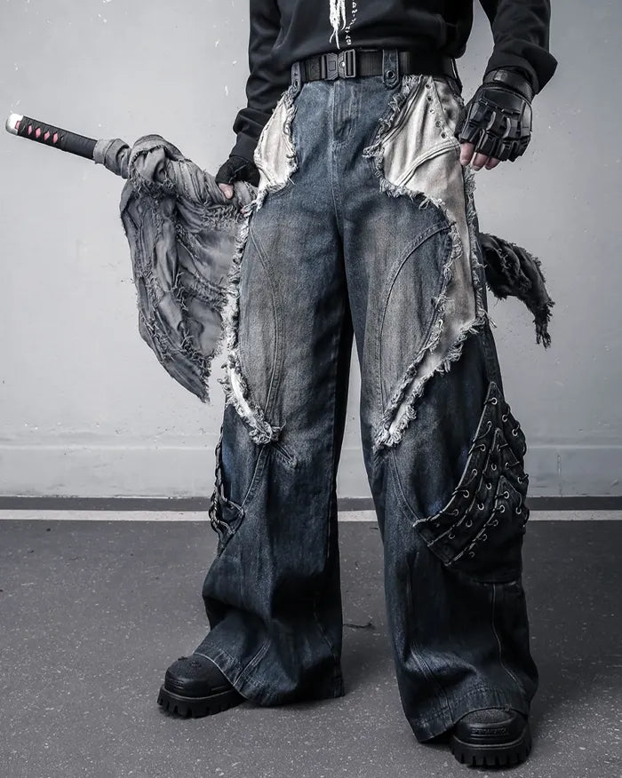 Patchwork Distressed Jeans ’Vadra’ - blue / M