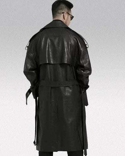 PU leather trench coat ’Wakima’ - TECHWEAR STORM™