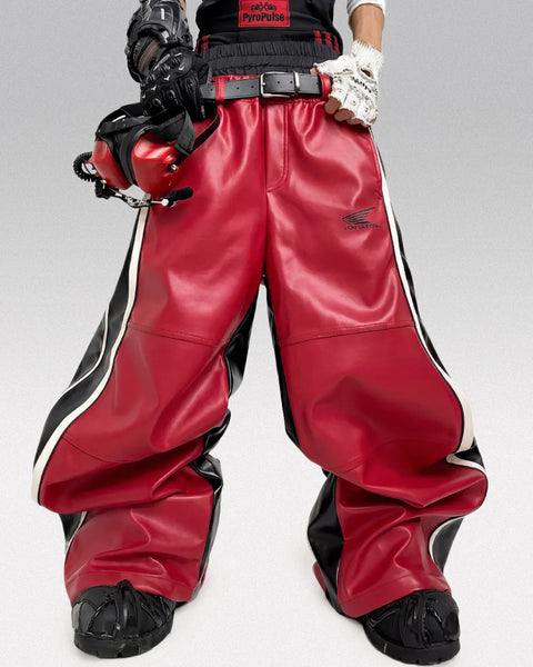 Heve rubber pants ラバーパンツ　38 pu-leather-wide-leg-pants-