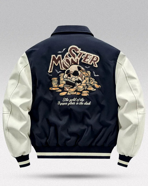 ÜBERMENSCH Varsity Jacket ZAPRIS Varsity Jacket Hoodie's Wool Body & Genuine Cyan Leather