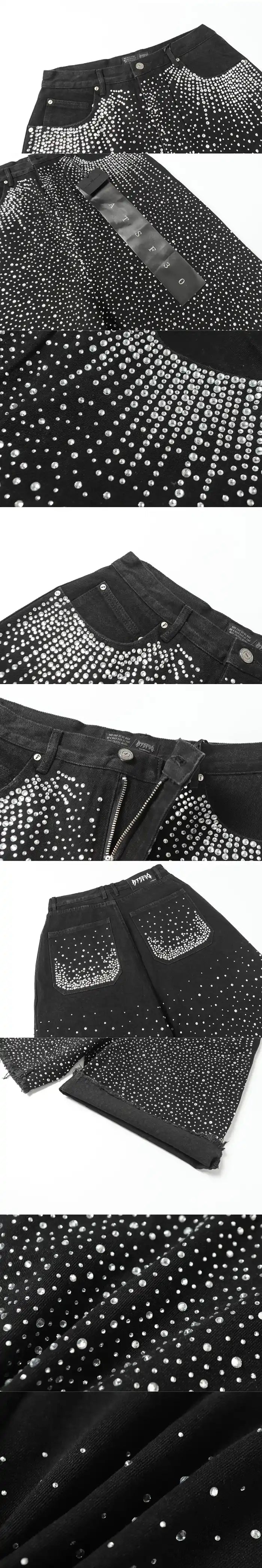 details of the Rhinestone jorts "Zekaka"