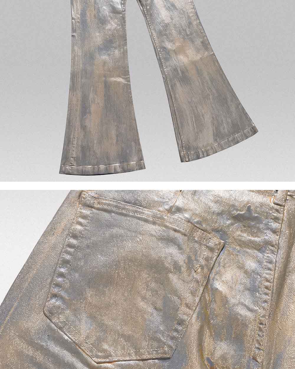 パンツ Y2K Archive Luster Silver Coated Denim Skinny jeans Y2k 