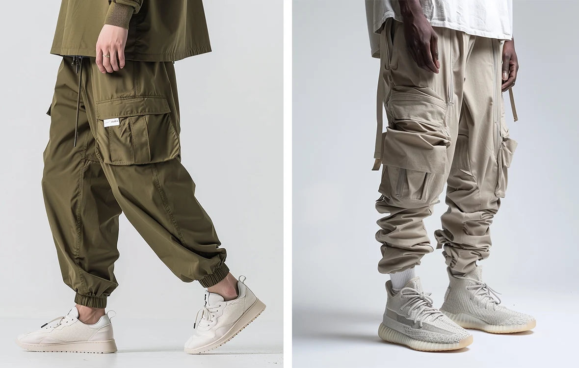 olive green and beige streetwear pants