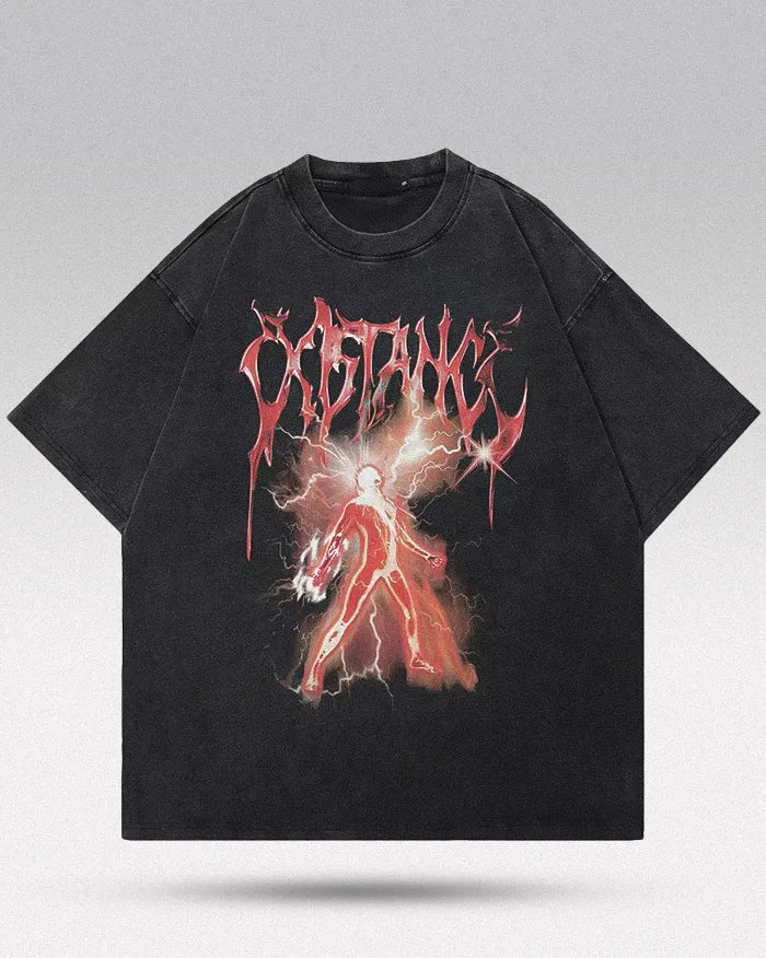 T Shirt Streetwear Vintage ’Phazor’ Washed Black / S