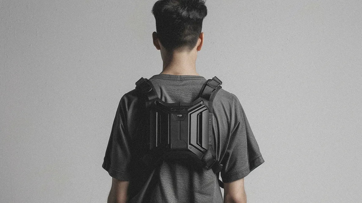 man wearing a techwear bag