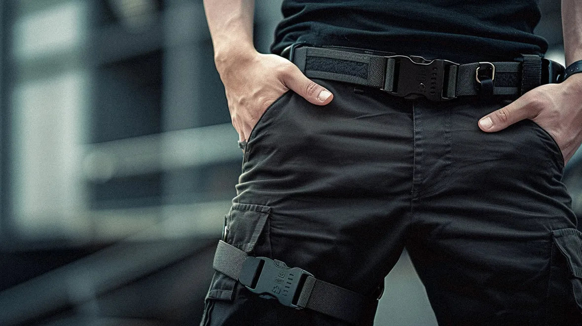 a man wearing a techwear belt