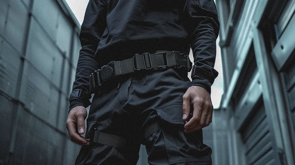 a man wearing a techwear belt