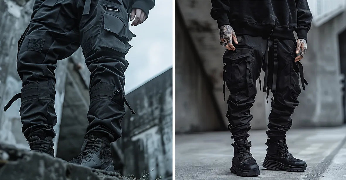 two black techwear pants