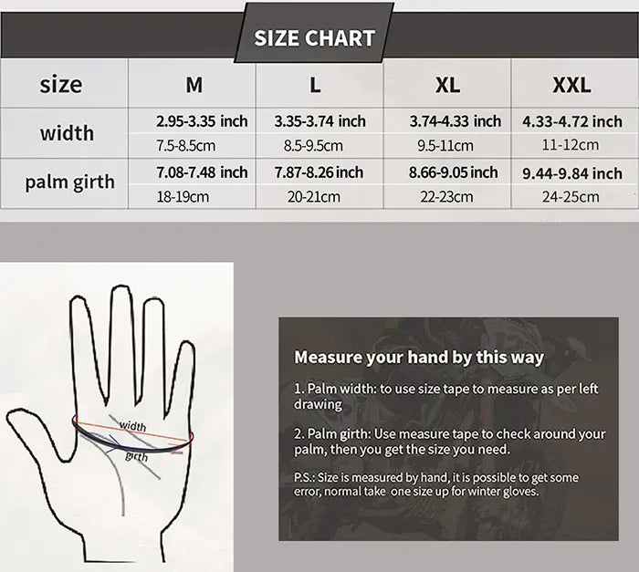 Techwear Fingerless Gloves "Gunky" size guide