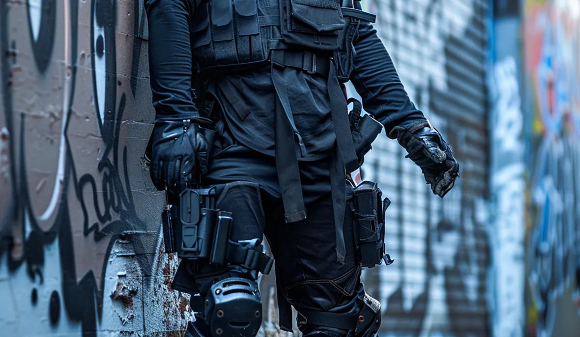 techwear gloves on a man in techwear outfit