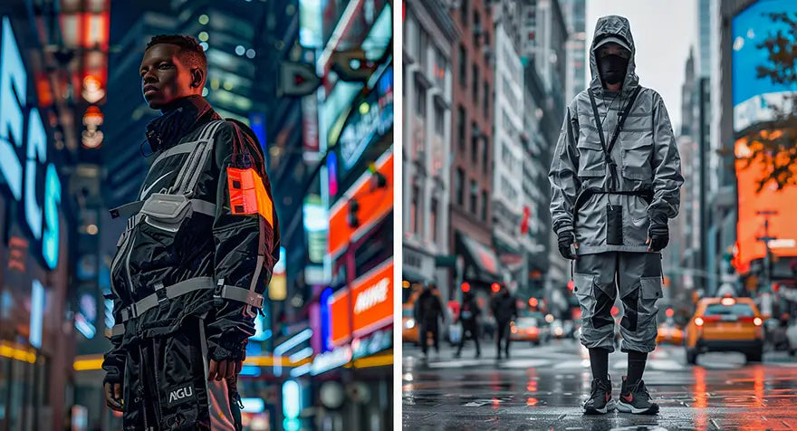 two men in techwear outfit