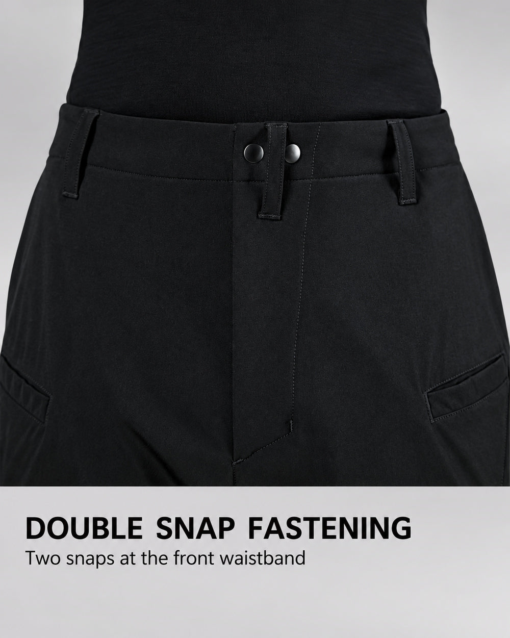 Techwear Pants "Fuki" in black, double snap fastening