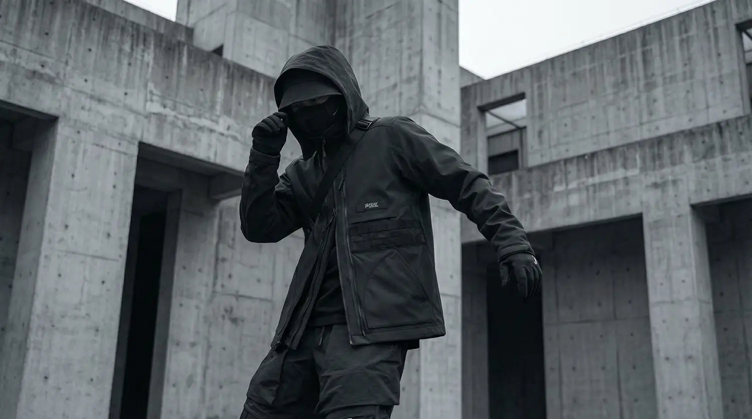 man in techwear outfit