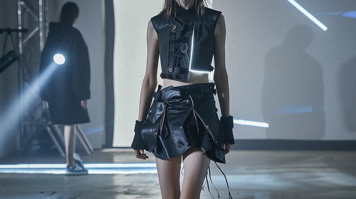 woman wearing a Techwear Skirt during a runway