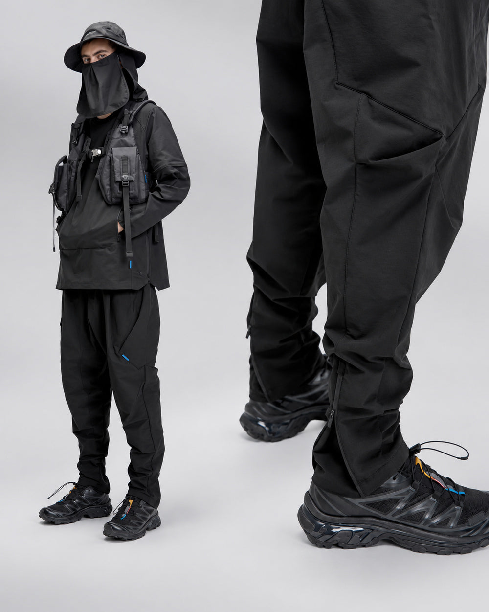 Techwear trousers "Kaoru" in black, view 12
