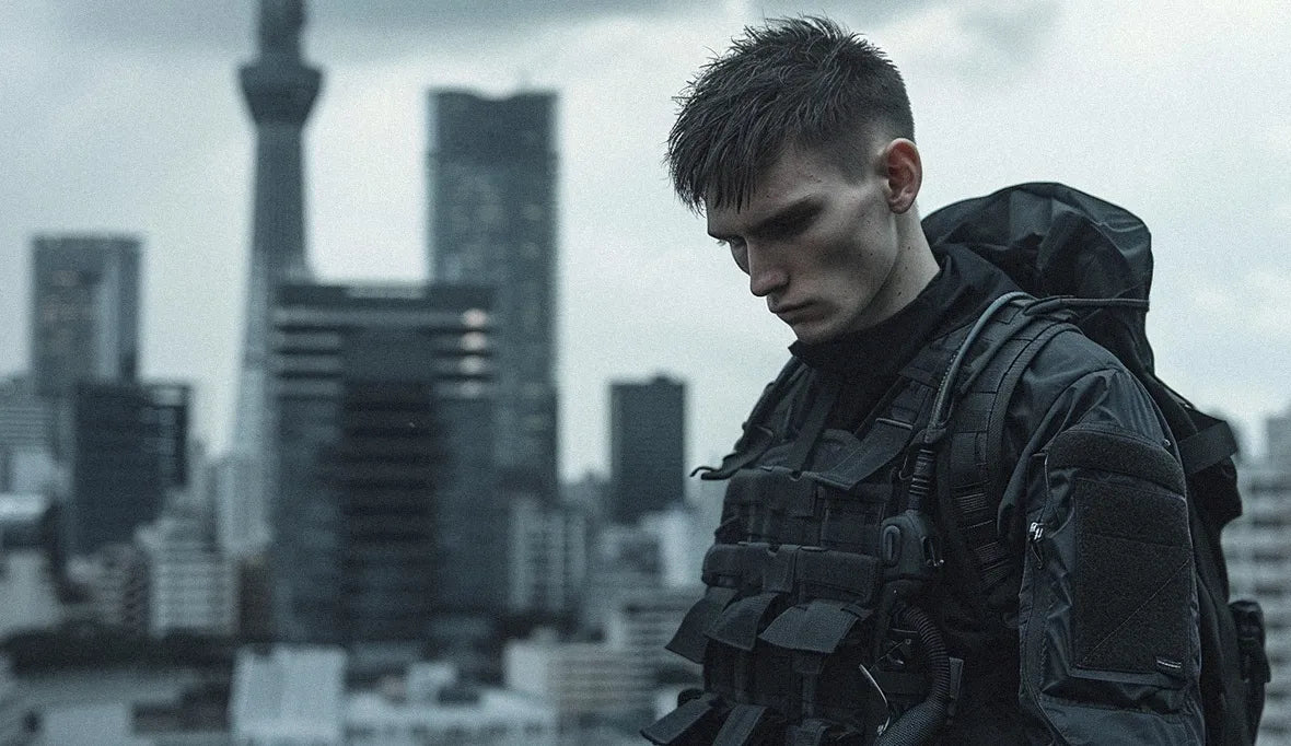 a man in techwear tactical vest